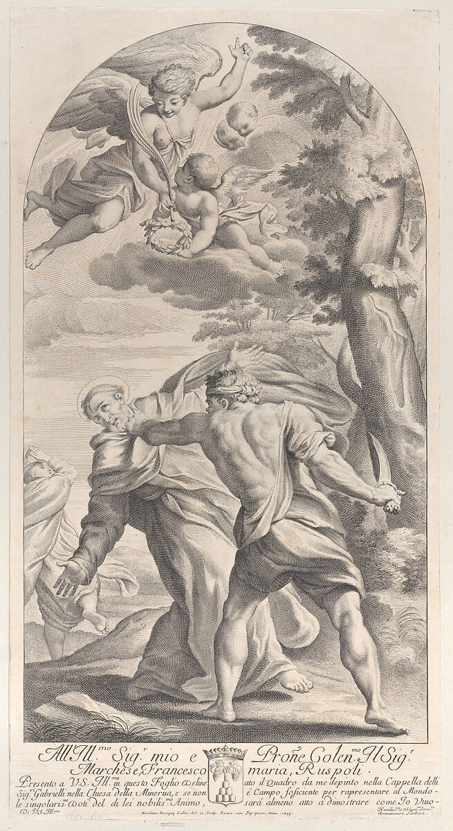Martyrdom of a saint, Sir Nicolas Dorigny (French, baptized Paris, 1658–1746 Paris), Etching 
