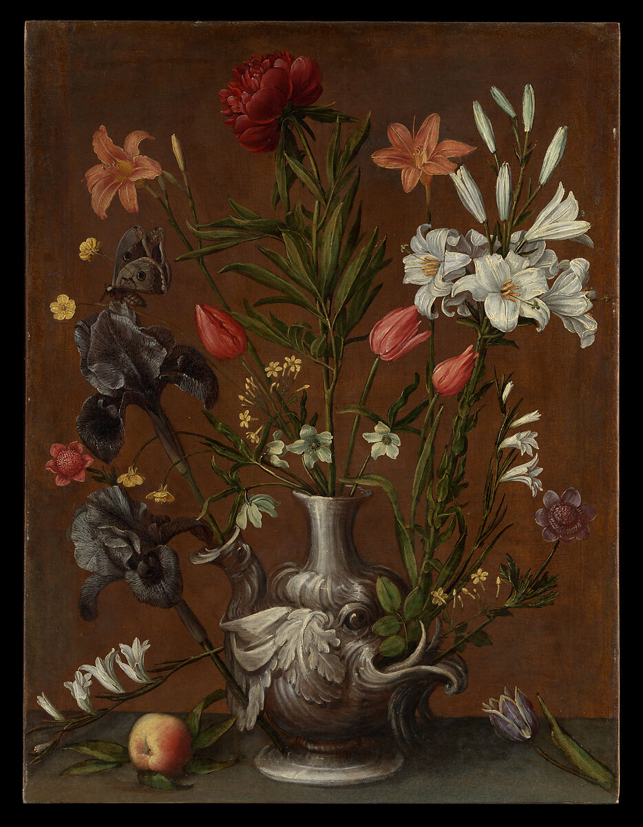 Flowers in a Grotesque Vase, Orsola Maddalena Caccia (Italian, Moncalvo 1596–1676 Moncalvo), Oil on canvas 