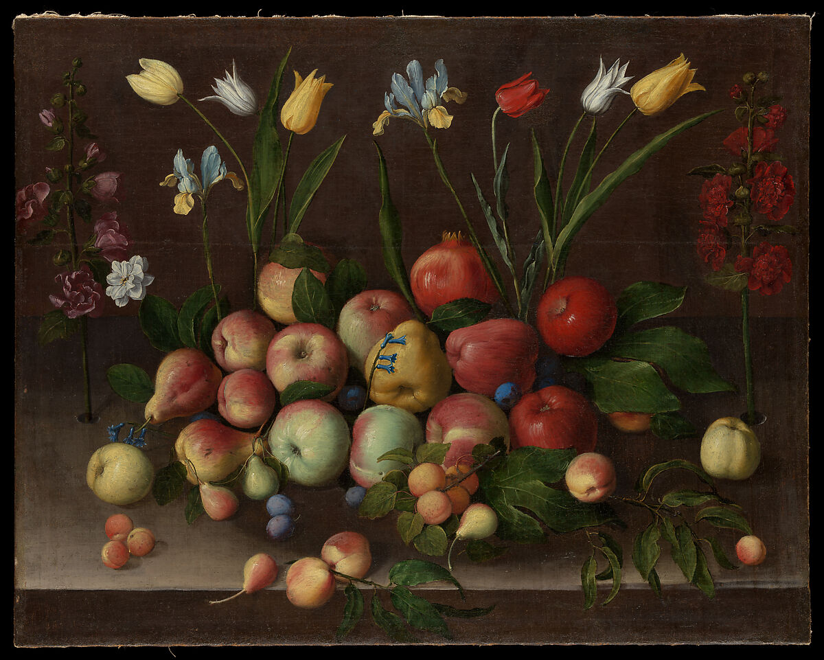 Fruit and Flowers, Orsola Maddalena Caccia (Italian, Moncalvo 1596–1676 Moncalvo), Oil on canvas 