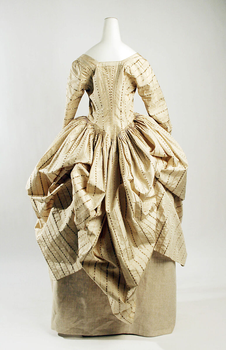 Robe à la Polonaise, silk, cotton, British