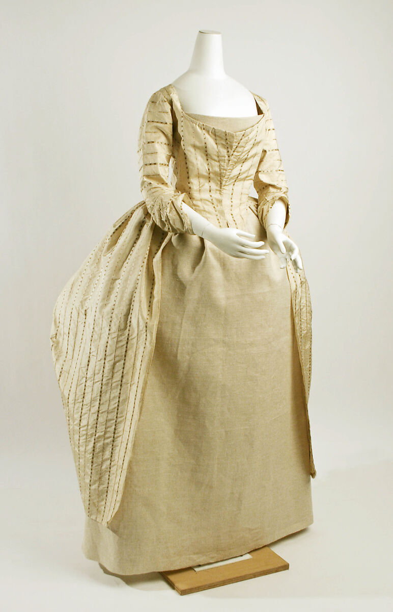 Robe à la Polonaise, silk, cotton, British 