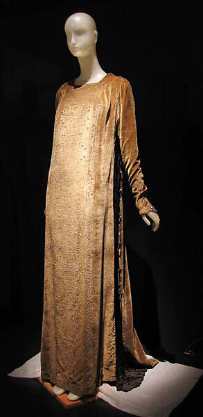 Evening dress, Fortuny (Italian, founded 1906), silk, glass, Italian