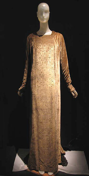Evening dress, Fortuny (Italian, founded 1906), silk, glass, Italian 