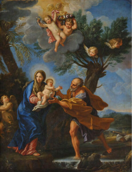 The Flight into Egypt, Carlo Maratti (Italian, Camerano 1625–1713 Rome), Oil on copper