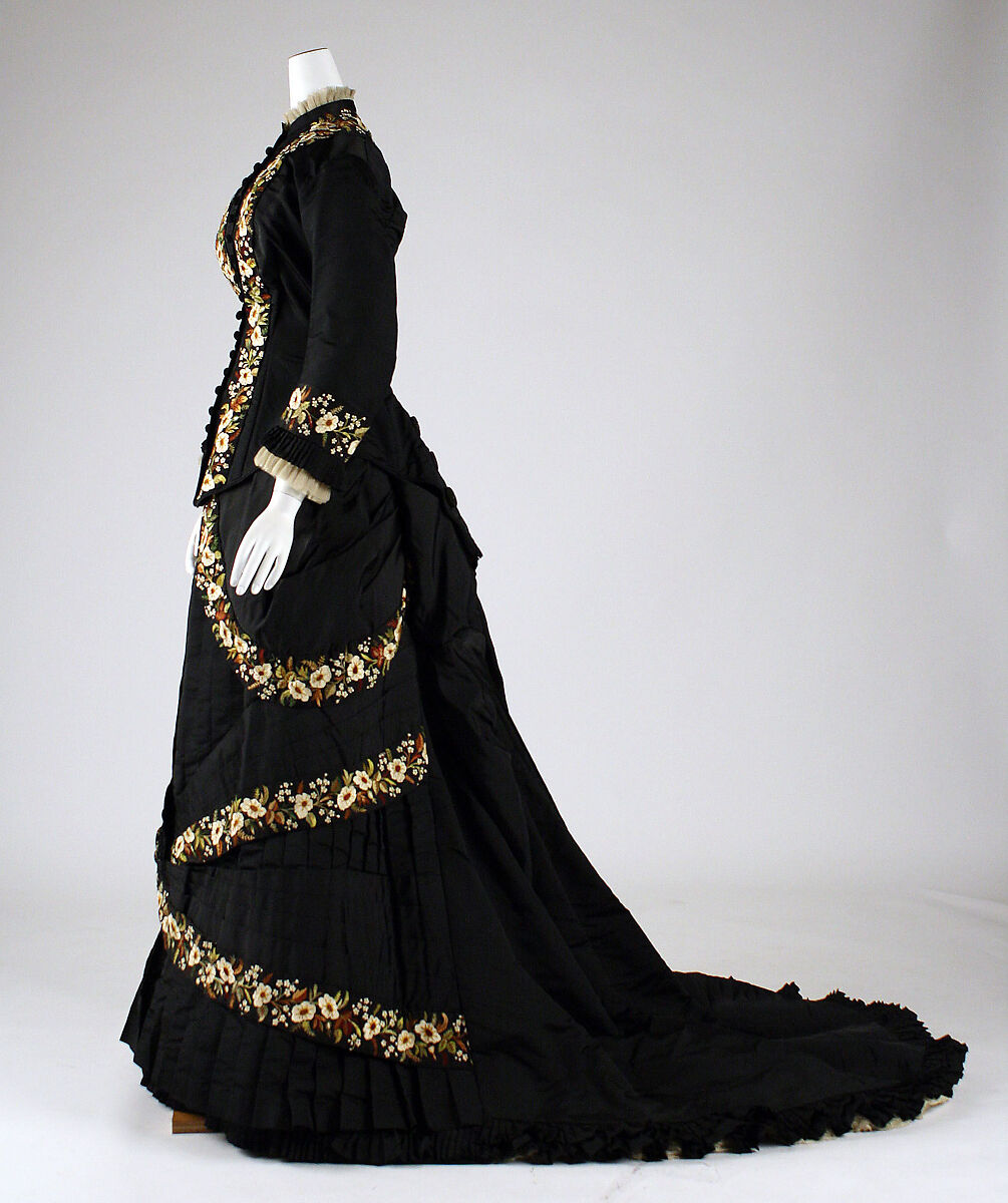 Dinner dress, Maison Vignon (French, active ca. 1850–ca. 1910), silk, cotton, French