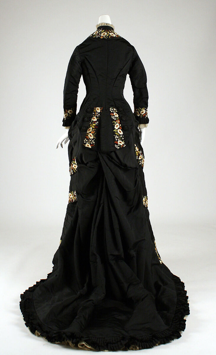 Dinner dress, Maison Vignon (French, active ca. 1850–ca. 1910), silk, cotton, French