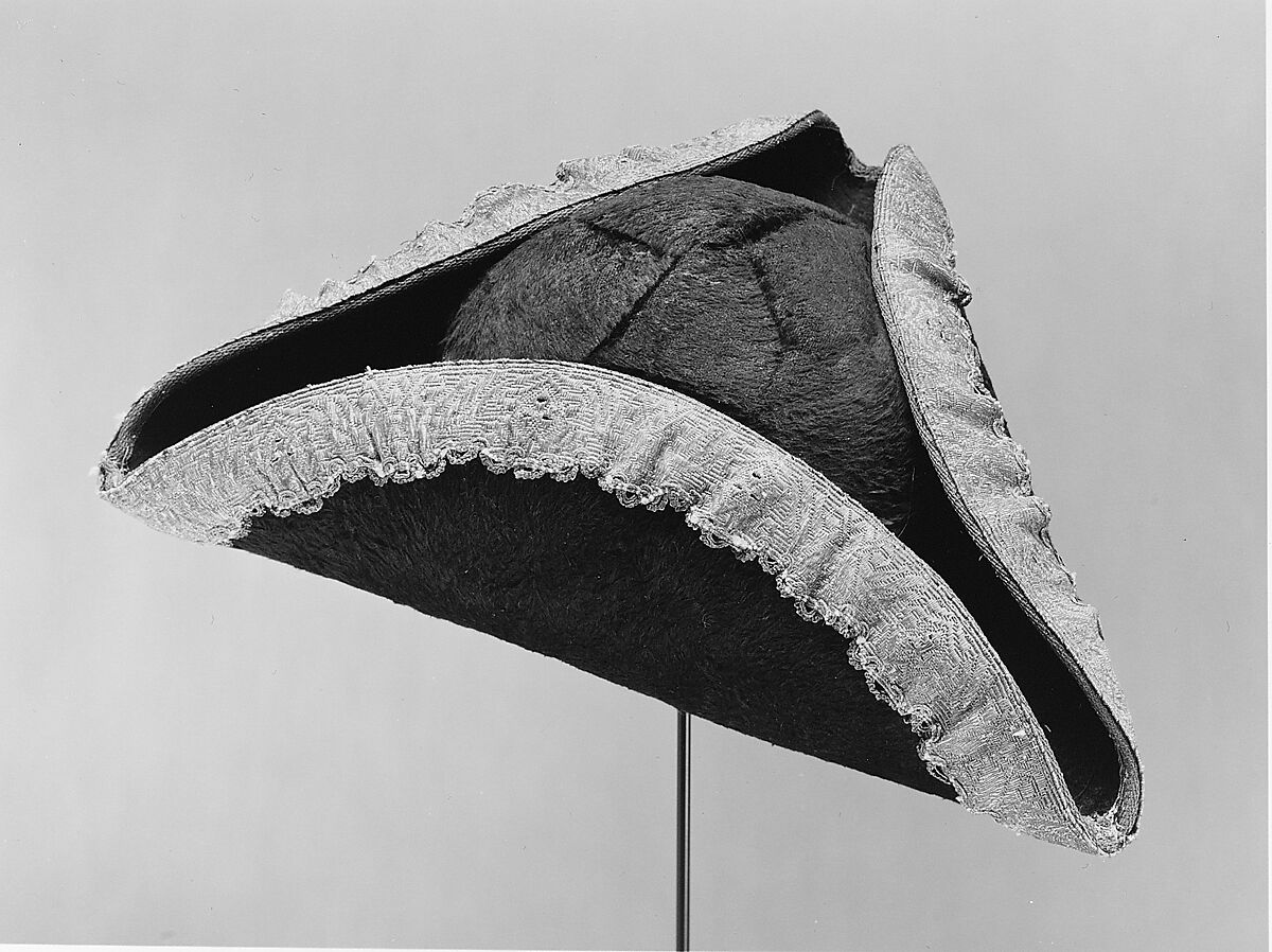 Tricorne, wool, metal, paper, Italian 