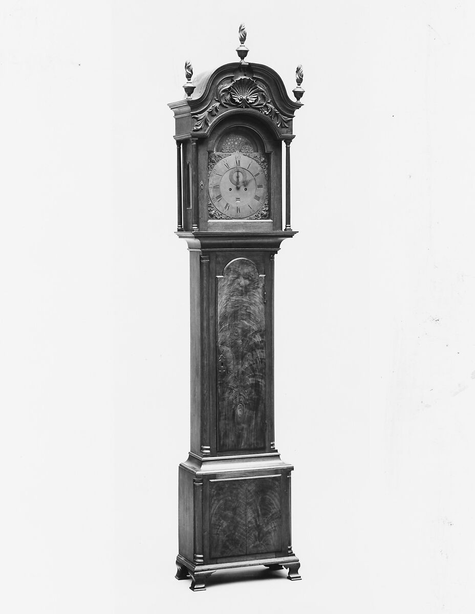 Tall Clock, John Wood Sr. (active ca. 1729–1760/1), Walnut, yellow poplar, white pine; brass, iron, glass, American