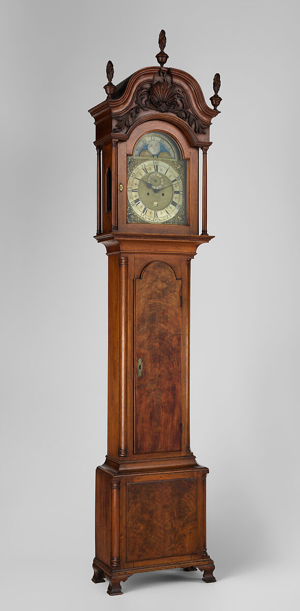 Tall Clock, John Wood Sr. (active ca. 1729–1760/1), Walnut, yellow poplar, white pine; brass, iron, glass, American