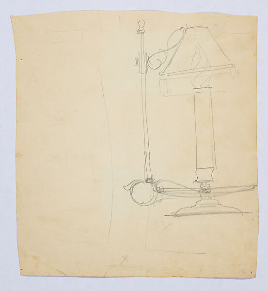 Color study of Coptic patterns (recto); Sketch of a lamp (verso), Tiffany Studios (1902–32), Gouache, ink, and graphite on paper, American
