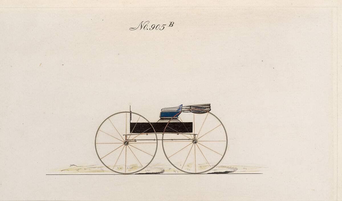 Album of 29 presentation drawings of various types of carriages, Brewster &amp; Co. (American, New York), Pen and black ink, watercolor and gouache with gum Arabic 