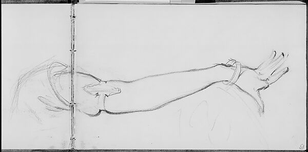 Arm of a Javanese Dancer (from Sketchbook of Javanese Dancers), John Singer Sargent (American, Florence 1856–1925 London), Graphite on off-white wove paper, American 