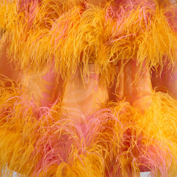 Ensemble, Marc Jacobs (American, founded 1984), (a) silk, ostrich feathers, synthetic fiber; (b) Lurex, lycra; (c, d) plastic (vinyl), leather, American