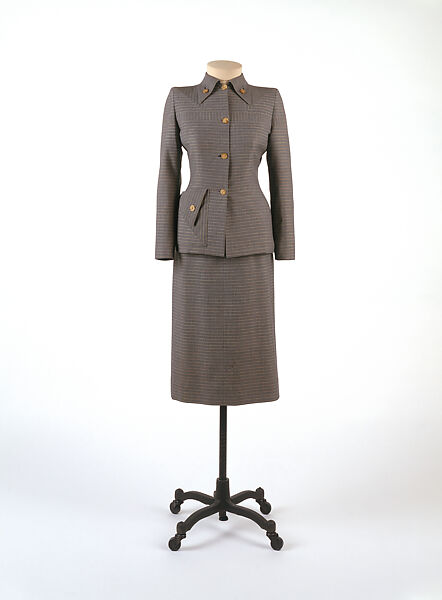 Suit, Gilbert Adrian (American, Naugatuck, Connecticut 1903–1959 Hollywood, California), Wool, silk, American
