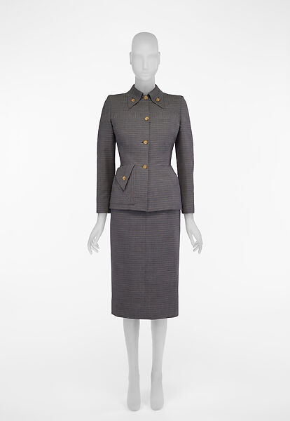 Suit, Gilbert Adrian (American, Naugatuck, Connecticut 1903–1959 Hollywood, California), Wool, silk, American 