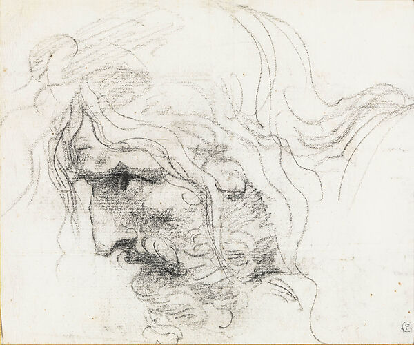 Head of Marcus Atilius Regulus, Jacques Louis David (French, Paris 1748–1825 Brussels), Black chalk 