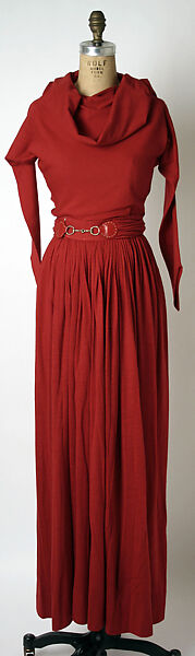 Evening dress, Claire McCardell (American, 1905–1958), wool, leather, metal, American 