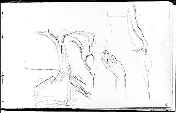 Hand and Body Positions of a Javanese Dancer (from Sketchbook of Javanese Dancers), John Singer Sargent (American, Florence 1856–1925 London), Graphite on off-white wove paper, American 