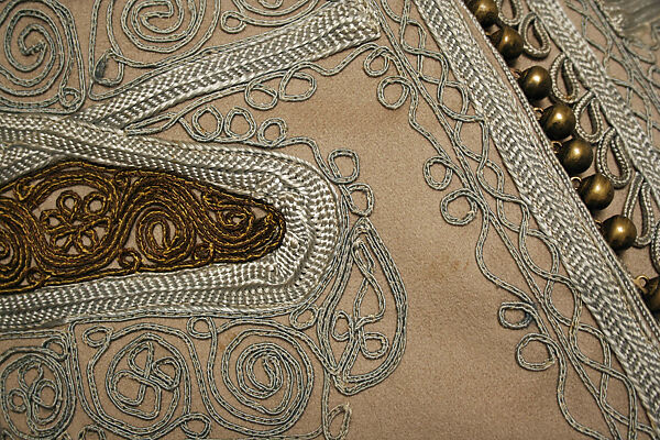 Men's Ensemble (Jacket, Vest, Trousers), Wool, metal wrapped thread; embroidered