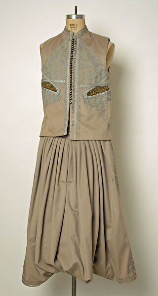 Men's Ensemble (Jacket, Vest, Trousers), Wool, metal wrapped thread; embroidered