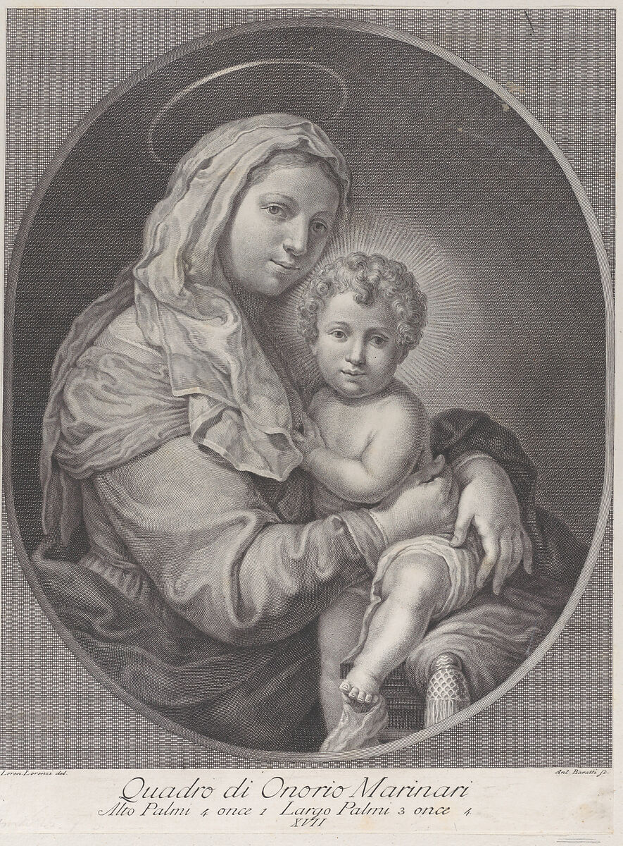 Virgin and Child, Antonio Baratti (Italian, 1724–1787), Engraving 