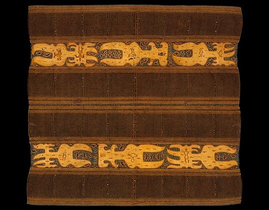 Tapis, ceremonial skirt with squid pattern (cumi-cumi) iconography, Cotton, silk, mica, dyes, Lampung people 