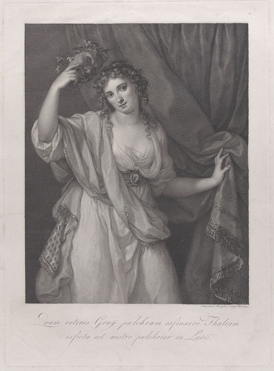 Lady Hamilton as the Comic Muse, Thalia, Raphael Morghen (Italian, Naples 1758–1833 Florence), Engraving; second state of two 