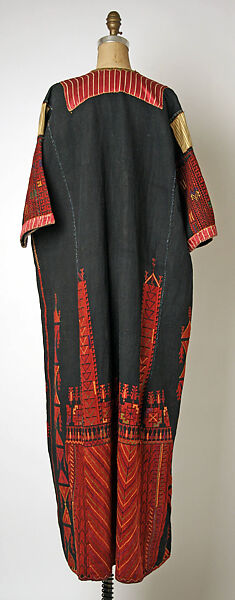 Dress, Linen, silk; embroidered