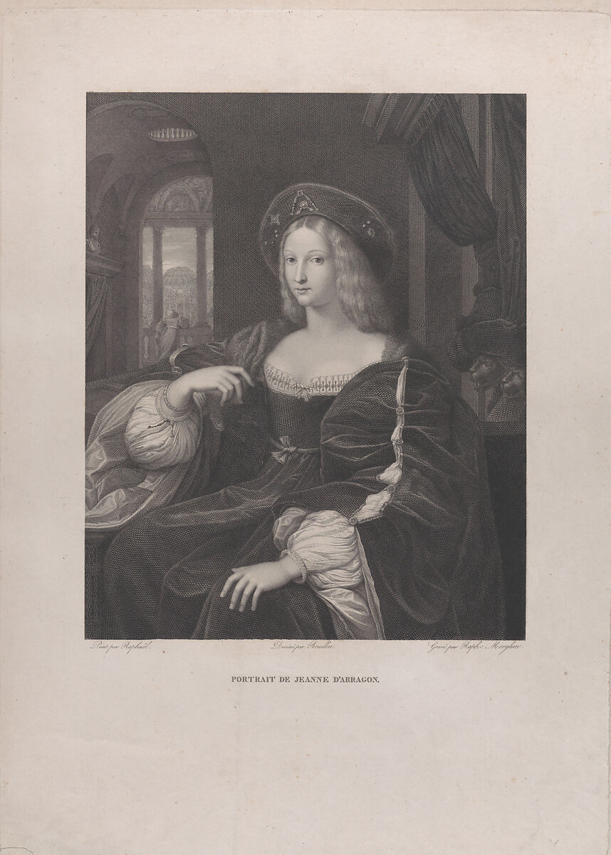 Portrait of Doña Isabel de Requesens y Enrìques de Cardona-Anglesola (formerly identified as Joanna of Aragon), Raphael Morghen (Italian, Naples 1758–1833 Florence), Engraving; third state of four 