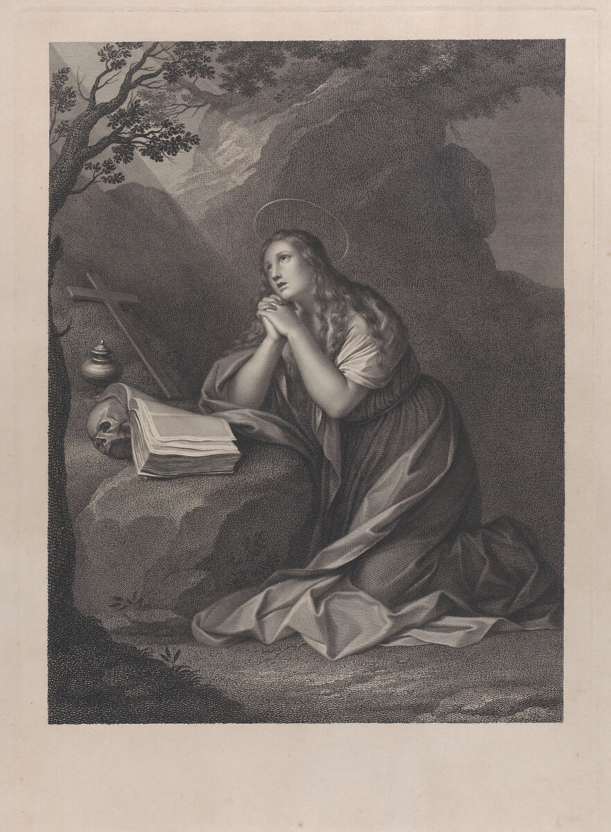 Mary Magdalene, penitent in the desert, Raphael Morghen (Italian, Naples 1758–1833 Florence), Engraving; first state of six 