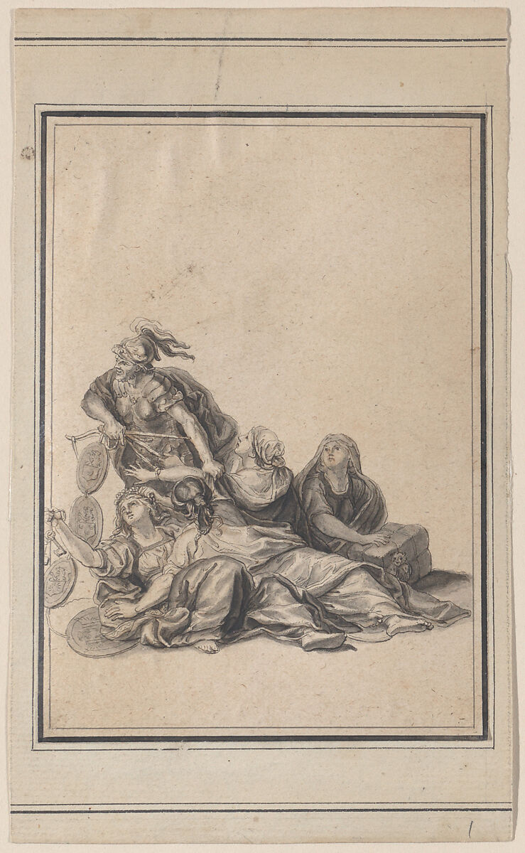 Vignette from the Galerie des Glaces, Versailles, Bernard Picart (French, Paris 1673–1733 Amsterdam), Pen and brown ink, brush and gray wash 