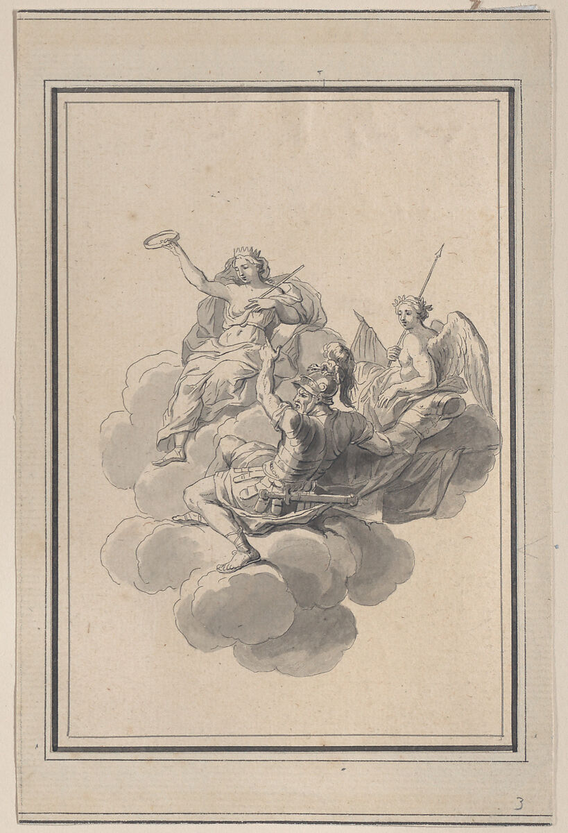 Vignette from the Galerie des Glaces, Versailles, Bernard Picart (French, Paris 1673–1733 Amsterdam), Pen and brown ink, brush and gray wash 