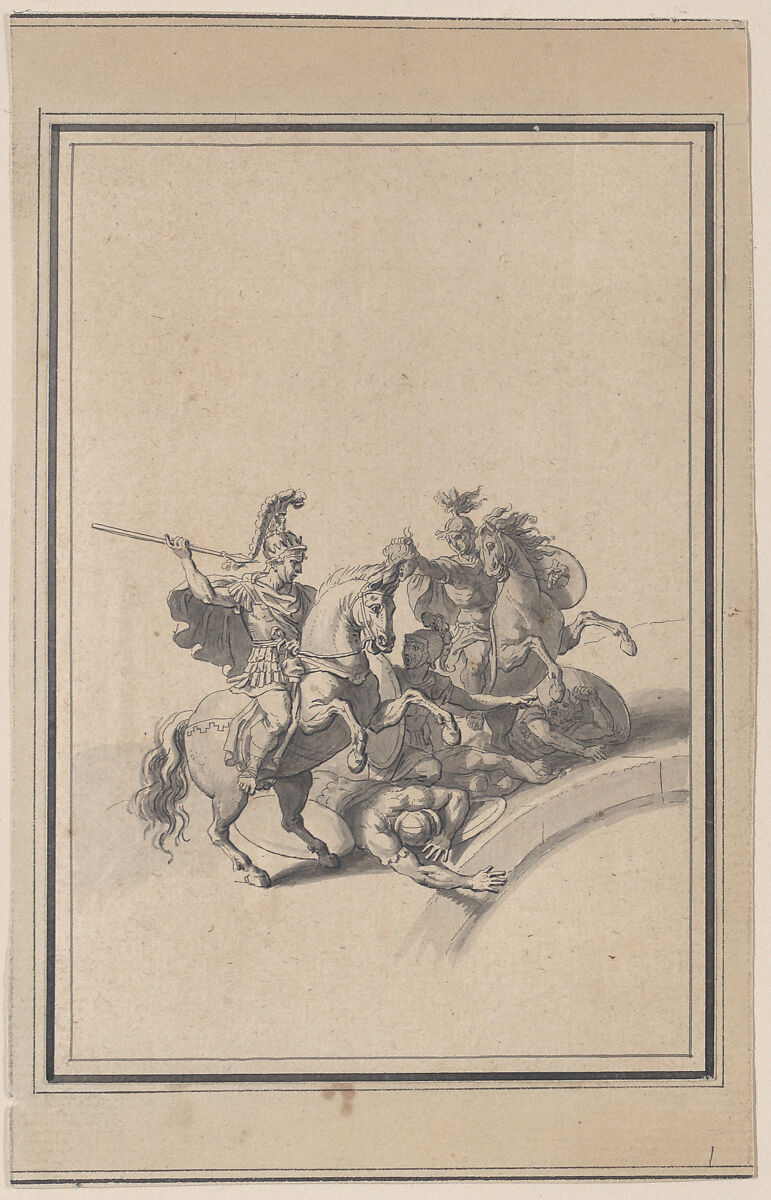 Vignette from the Battle of Milvian, Bernard Picart (French, Paris 1673–1733 Amsterdam), Pen and black ink, brush and gray wash 