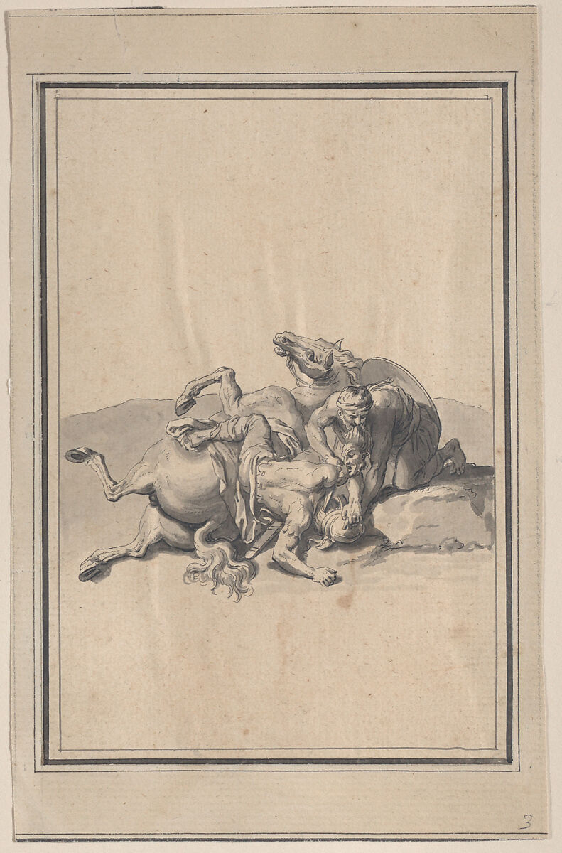 Vignette from the Battle of Milvian, Bernard Picart (French, Paris 1673–1733 Amsterdam), Pen and black ink, brush and gray wash 