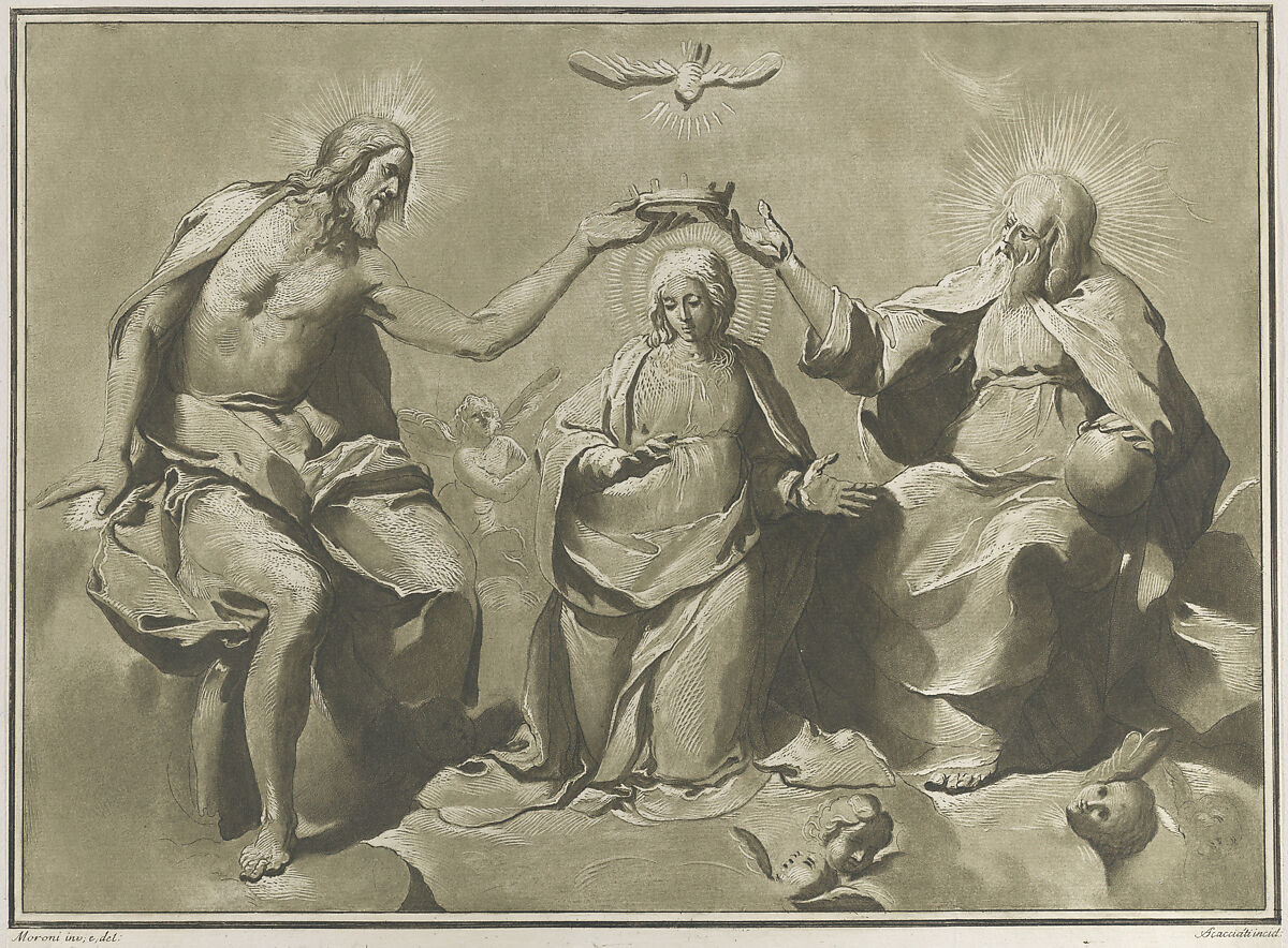 Coronation of the Virgin, Andrea Scacciati (Italian, 1725–1771), Etching and aquatint 