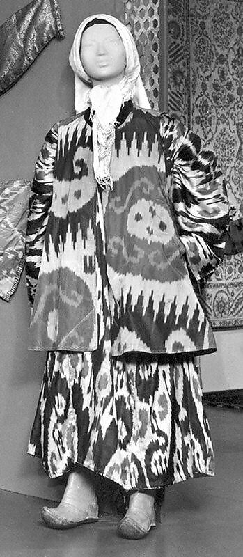 Ensemble, Silk, cotton; ikat woven