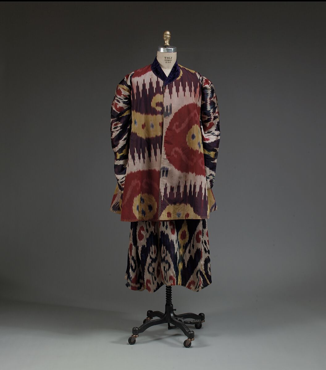 Ensemble, Silk, cotton; ikat woven 