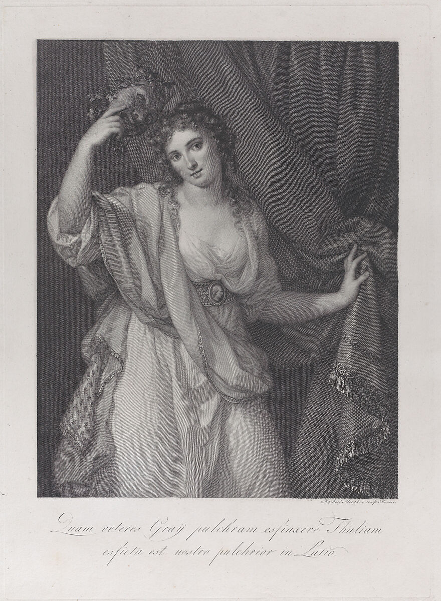 Lady Hamilton as the Comic Muse, Thalia, Raphael Morghen (Italian, Naples 1758–1833 Florence), Engraving; second state of two 