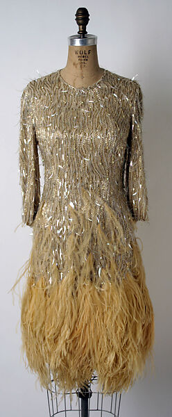 Evening dress, James Galanos (American, Philadelphia, Pennsylvania, 1924–2016 West Hollywood, California), feathers, American 