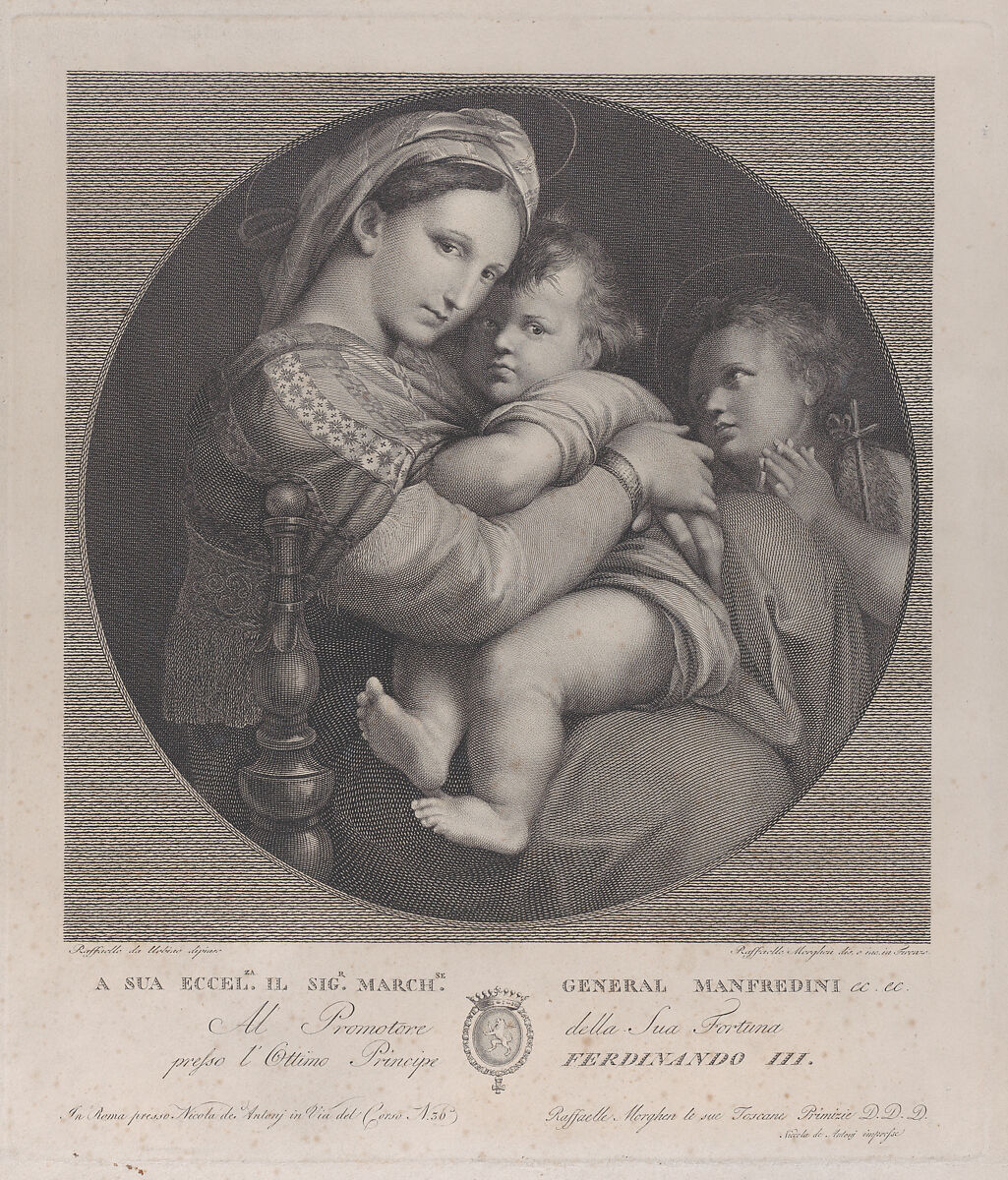 Madonna of the chair (Madonna della Seggiola), Raphael Morghen (Italian, Naples 1758–1833 Florence), Engraving; twelfth state of fourteen 