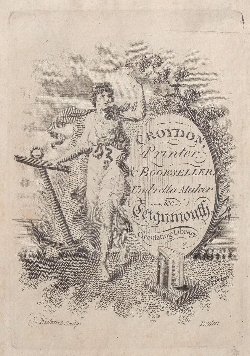 Trade Card for Croydon, Printer, Bookseller, and Umbrella Maker, T. Rickard (British, 19th century), Engraving 