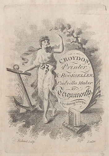 Trade Card for Croydon, Printer, Bookseller, and Umbrella Maker