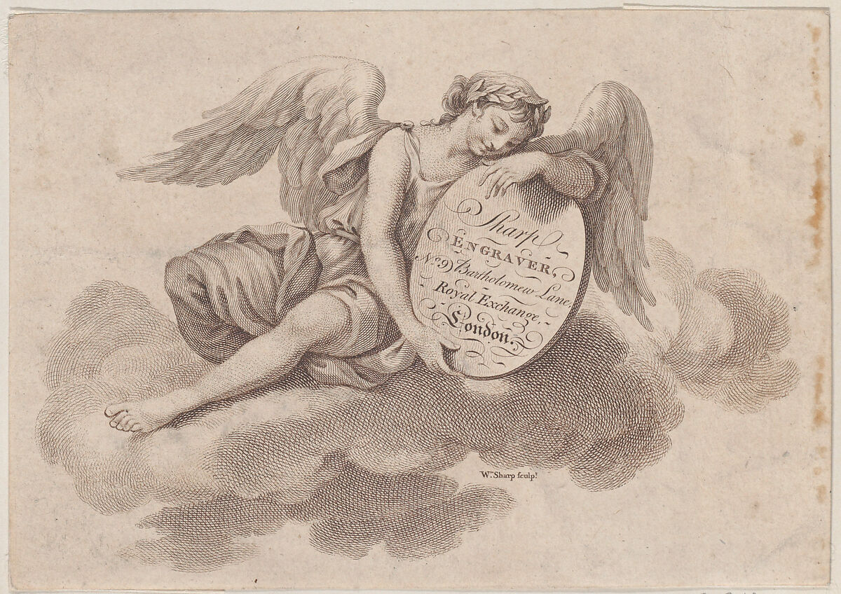 Trade Card for William Sharp, Engraver, William Sharp (British, London 1749–1824 London), Engraving 