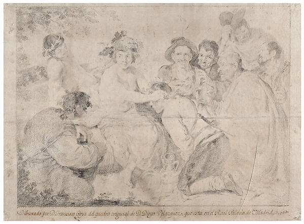 The Drunkards or The Triumph of Bacchus, Goya (Francisco de Goya y Lucientes) (Spanish, Fuendetodos 1746–1828 Bordeaux), Black pencil on laid paper 