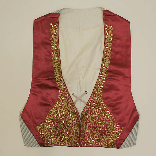 Toreador suit, (a–c) metallic thread; (d) fur; (e, f) leather; (g, h) cotton; (i, j) elastic; (k) rayon silk, Spanish