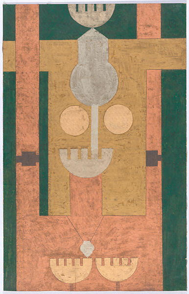 Composition, Faramarz Pilaram (Iranian, born Tehran 1937–1982 Tehran), Gold and copper metallic paints, opaque paint, black ink stamps, and graphite on paper mounted on board, Persia, Iran, Middle East 