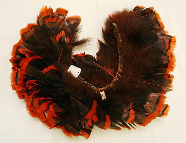 Evening dress, George Halley (American), wool, feathers, plastic, American