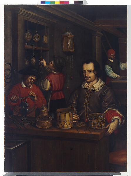 The Clockmaker's Workshop, After Jan van der Straet, called Stradanus (Netherlandish, Bruges 1523–1605 Florence), Oil on canvas, German, Augsburg 