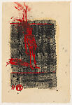 Untitled, Michael Hafftka (American, born 1953), Monotype with red gouache on rice paper with black-and-white stamping 