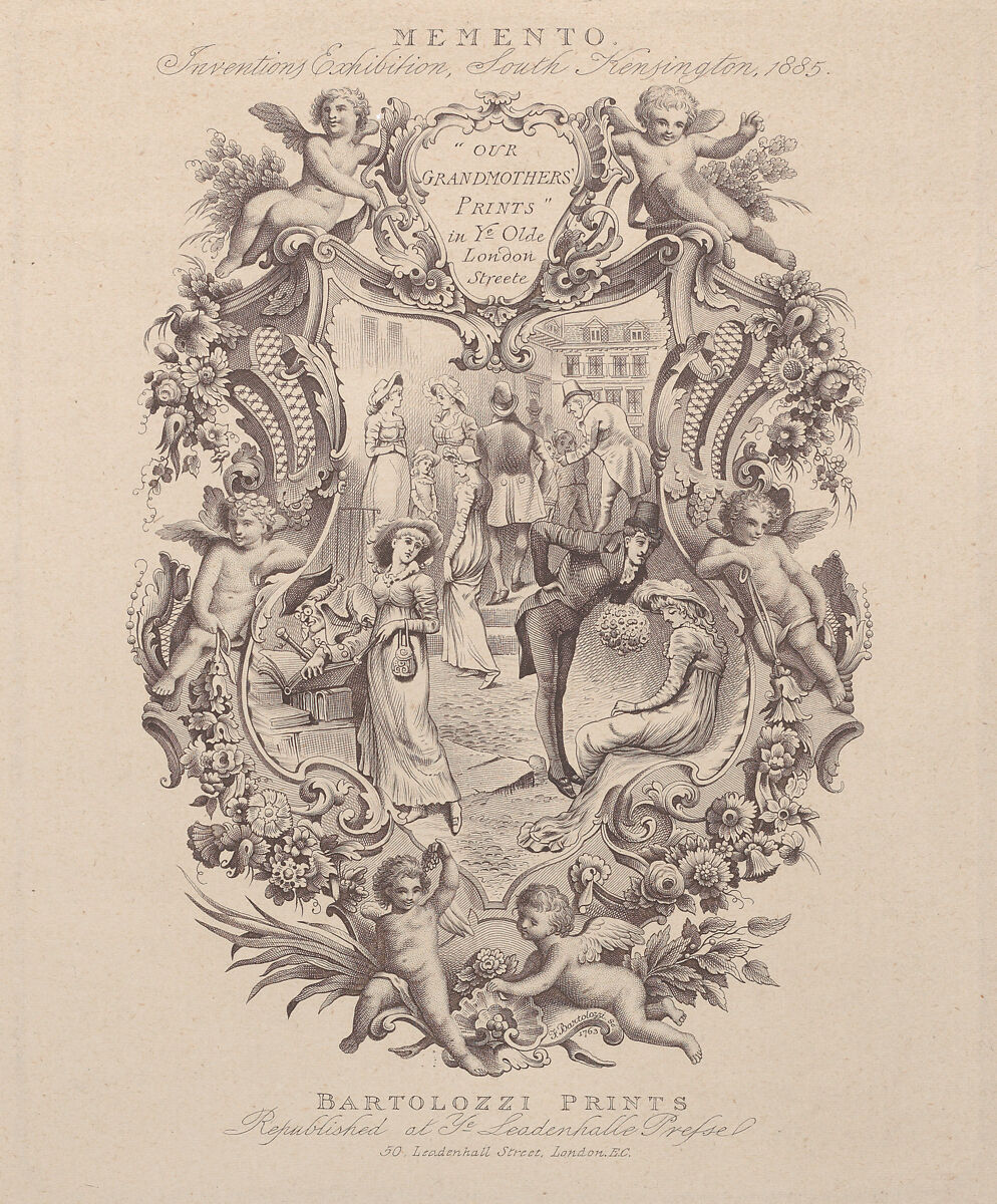 Advertisement for Memento, Inventions Exhibition, South Kensington, 1885, Francesco Bartolozzi (Italian, Florence 1728–1815 Lisbon), Engraving 